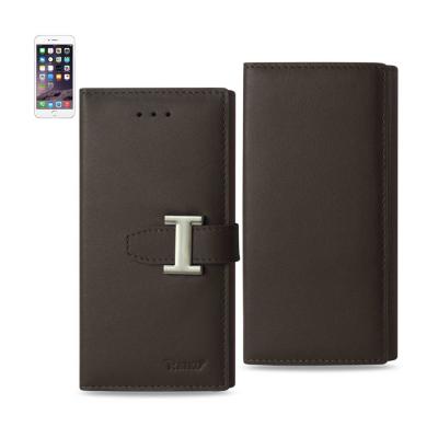REIKO IPHONE 6 PLUS GENUINE LEATHER RFID WALLET CASE IN UMBER
