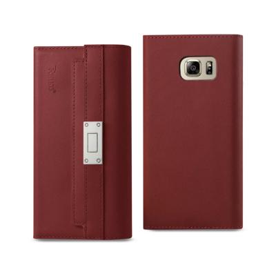 Reiko Samsung Galaxy Note 5 Genuine Leather Rfid Wallet Case And Metal Buckle Belt In Burgundy