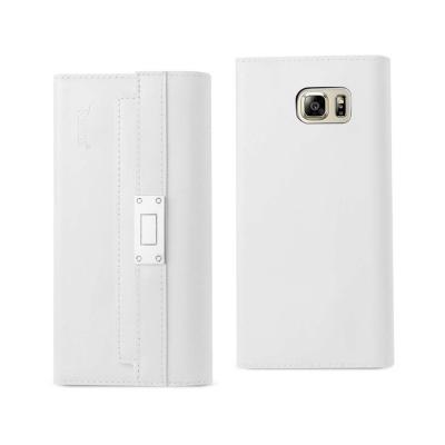 REIKO SAMSUNG GALAXY NOTE 5 GENUINE LEATHER RFID WALLET CASE AND METAL BUCKLE BELT IN IVORY