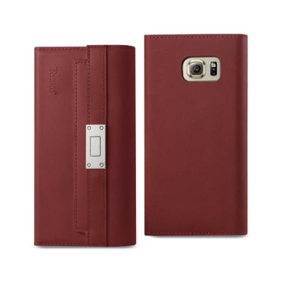 Reiko Samsung Galaxy S6 Genuine Leather Rfid Wallet Case And Metal Buckle Belt In Burgundy