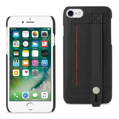 Reiko iPhone 7/8/SE2 Genuine Leather Hand Strap Case In Black