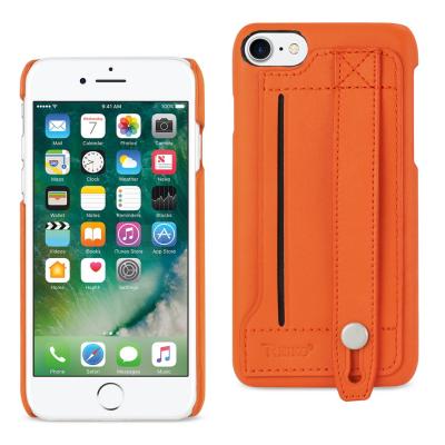 Reiko iPhone 7/8/SE2 Genuine Leather Hand Strap Case In Tangerine
