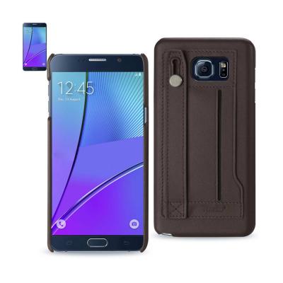 REIKO SAMSUNG GALAXY NOTE 5 GENUINE LEATHER HAND STRAP CASE IN UMBER