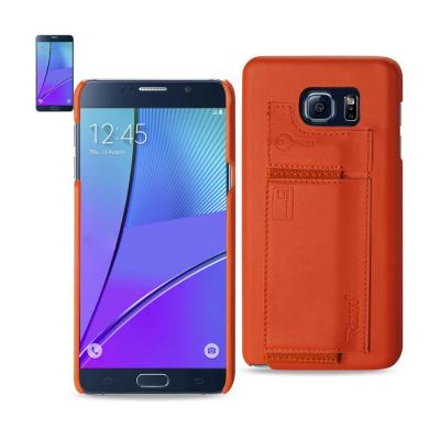 REIKO SAMSUNG GALAXY NOTE 5 RFID GENUINE LEATHER CASE PROTECTION AND KEY HOLDER IN TANGERINE