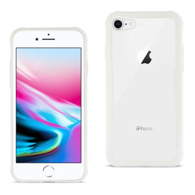 Reiko iPhone 7/8/SE2 Hard Glass TPU Case With Tempered Glass Screen Protector In Clear White
