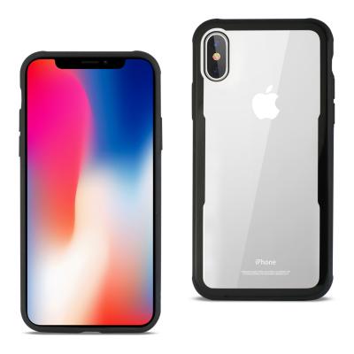 Reiko iPhone X/iPhone XS Hard Glass TPU Case With Tempered Glass Screen Protector In Clear Black