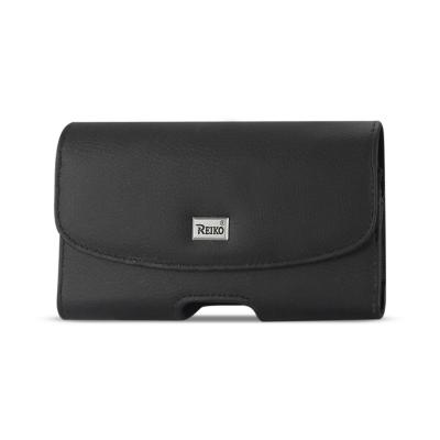 Reiko Horizontal Leather Pouch With Embossed Logo In Black (3.5X2.1X1.1 Inches)