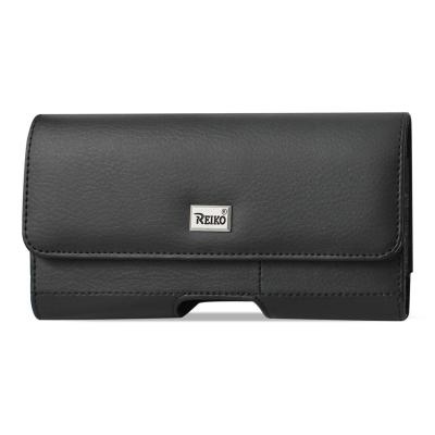Reiko Horizontal Leather Pouch With Card Holder In Black (5.8X3.2X0.7 Inches)