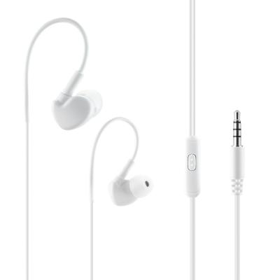 UNIVERSAL SPORT STEREO EARPHONES W. TANGLE FREE NOODLE CABLE AND MIC IN WHITE