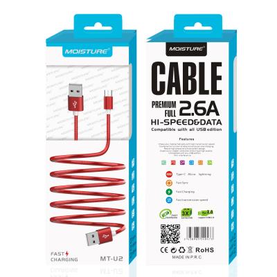 Moisture 2.6A Premium Full Hi-Speed USB A To Micro USB Data Cable In Red