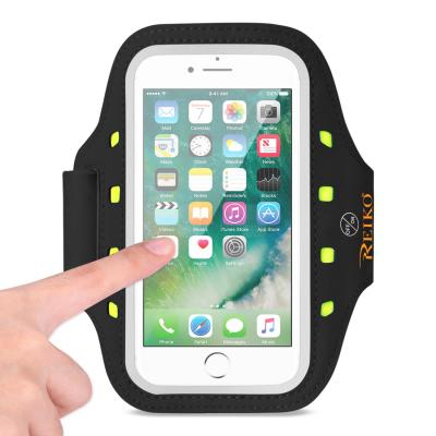 REIKO RUNNING SPORTS ARMBAND FOR IPHONE 7/ 6/ 6S OR 5 INCHES DEVICE WITH LED IN BLACK (5x5 INCHES)