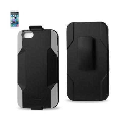 REIKO IPHONE 6 PLUS 3-IN-1 HYBRID HEAVY DUTY HOLSTER COMBO CASE IN GRAY BLACK