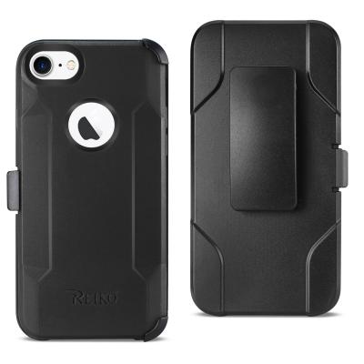 Reiko iPhone 7/8/SE2 3-In-1 Hybrid Heavy Duty Holster Combo Case In Black