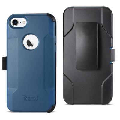 Reiko iPhone 7/8/SE2 3-In-1 Hybrid Heavy Duty Holster Combo Case In Navy
