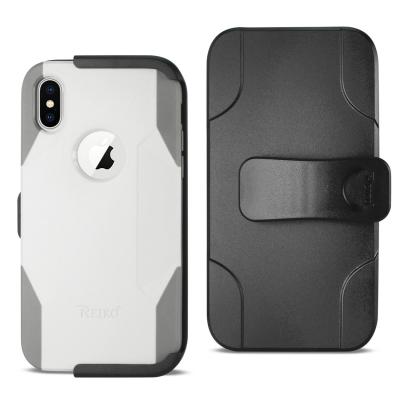 REIKO iPhone X/iPhone XS 3-IN-1 HYBRID HEAVY DUTY HOLSTER COMBO CASE IN IVORY