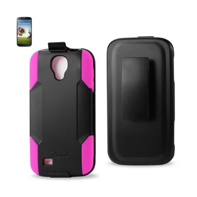 REIKO SAMSUNG GALAXY S4 3-IN-1 HYBRID HEAVY DUTY HOLSTER COMBO CASE IN HOT PINK BLACK