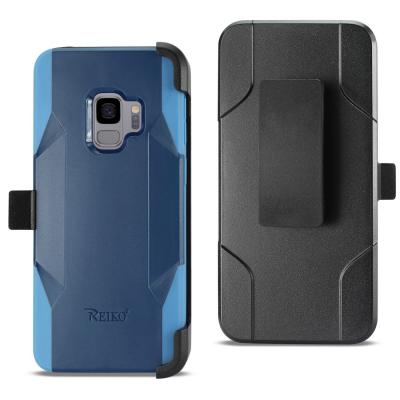 Reiko Samsung Galaxy S9 3-In-1 Hybrid Heavy Duty Holster Combo Case In Navy