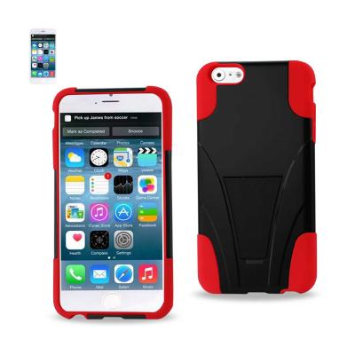 Reiko iPhone 6S/ 6 Plus Hybrid Heavy Duty Case With Kickstand In Red Black