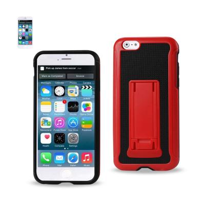REIKO IPHONE 6 PLUS HYBRID HEAVY DUTY CASE WITH VERTICAL KICKSTAND IN BLACK RED