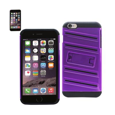 Reiko iPhone 6S Plus/ 6 Plus Hybrid Fishbone Case With Kickstand In Black Purple