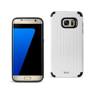 REIKO SAMSUNG GALAXY S7 EDGE RUGGED METAL TEXTURE HYBRID CASE WITH RIDGED BACK IN BLACK WHITE