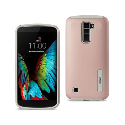 REIKO LG K10 SOLID ARMOR DUAL LAYER PROTECTIVE CASE IN ROSE GOLD
