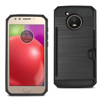 REIKO MOTOROLA MOTO E4 ACTIVE SLIM ARMOR HYBRID CASE WITH CARD HOLDER IN BLACK