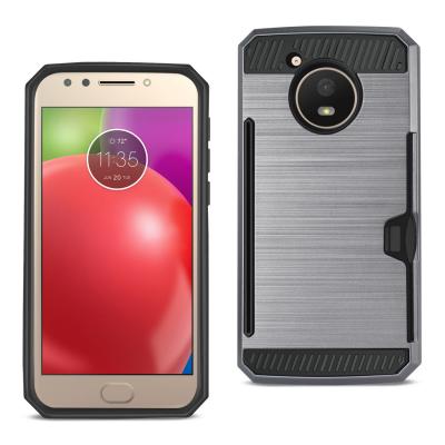REIKO MOTOROLA MOTO E4 ACTIVE SLIM ARMOR HYBRID CASE WITH CARD HOLDER IN GRAY