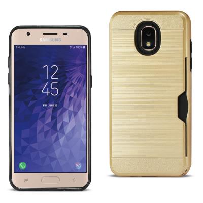 Reiko Samsung J3(2018) Slim Armor Hybrid Case With Card Holder In Gold