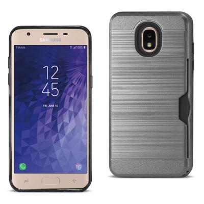 Reiko Samsung J3(2018) Slim Armor Hybrid Case With Card Holder In Gray