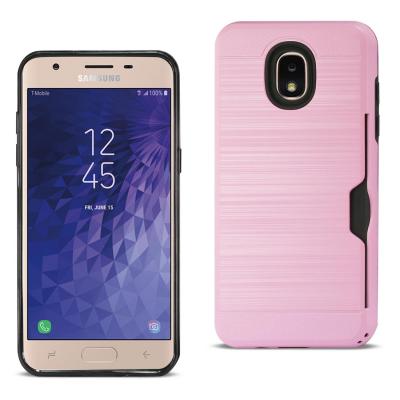 Reiko Samsung J3(2018) Slim Armor Hybrid Case With Card Holder In Pink