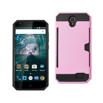 REIKO ZTE WARP 7/ Z959 SLIM ARMOR HYBRID CASE WITH CARD HOLDER IN PINK