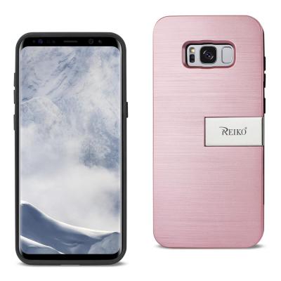 REIKO SAMSUNG GALAXY S8/ SM SLIM ARMOR HYBRID CASE WITH CARD HOLDER AND KICKSTAND IN ROSE GOLD