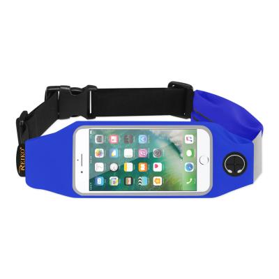 REIKO RUNNING SPORT BELT FOR IPHONE 7/ 6/ 6S OR 5 INCHES DEVICE WITH TWO POCKETS IN BLUE (5x5 INCHES)
