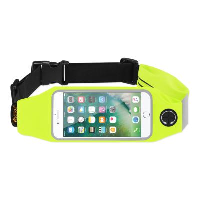 REIKO RUNNING SPORT BELT FOR IPHONE 7/ 6/ 6S OR 5 INCHES DEVICE WITH TWO POCKETS IN GREEN (5x5 INCHES)