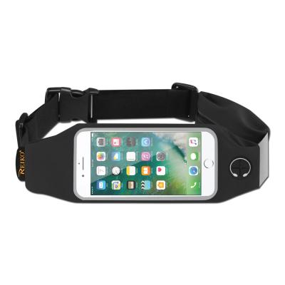 REIKO RUNNING SPORT BELT FOR IPHONE 7 PLUS/ 6S PLUS OR 5.5 INCHES DEVICE WITH TWO POCKETS IN BLACK (5.5x5.5 INCHES)
