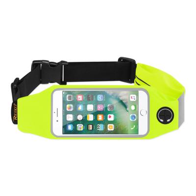 REIKO RUNNING SPORT BELT FOR IPHONE 7 PLUS/ 6S PLUS OR 5.5 INCHES DEVICE WITH TWO POCKETS IN GREEN (5.5x5.5 INCHES)