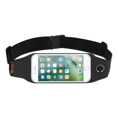 REIKO RUNNING SPORT BELT FOR IPHONE 7 PLUS/ 6S PLUS OR 5.5 INCHES DEVICE WITH TWO POCKETS AND LED IN BLACK (5.5x5.5 INCHES)