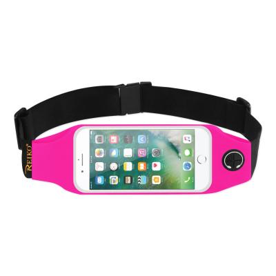REIKO RUNNING SPORT BELT FOR IPHONE 7 PLUS/ 6S PLUS OR 5.5 INCHES DEVICE WITH TWO POCKETS AND LED IN PINK (5.5x5.5 INCHES)