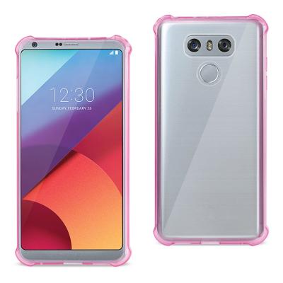 Reiko LG G6 Clear Bumper Case With Air Cushion Shock Absorption In Clear Hot Pink