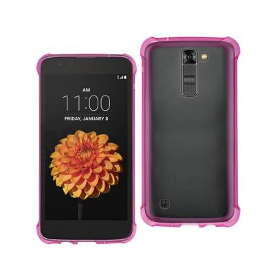 Reiko LG K7 Clear Bumper Case With Air Cushion Protection In Clear Hot Pink