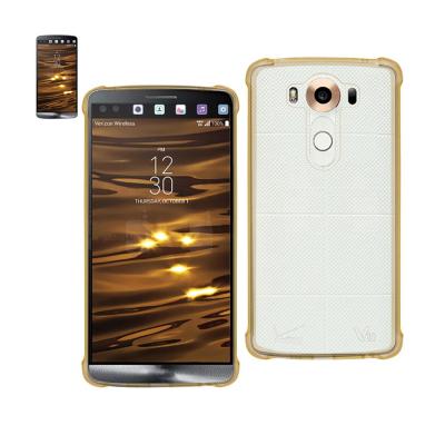 Reiko LG V10 Clear Bumper Case With Air Cushion Protection In Clear Gold
