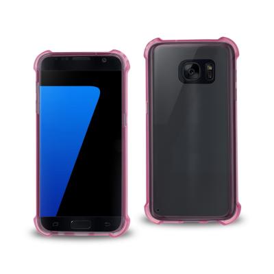REIKO SAMSUNG GALAXY S7 CLEAR BUMPER CASE WITH AIR CUSHION PROTECTION IN CLEAR HOT PINK