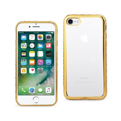 Reiko iPhone 7/8/SE2 Soft TPU Slim Clear Case With Diamond Frames In Gold