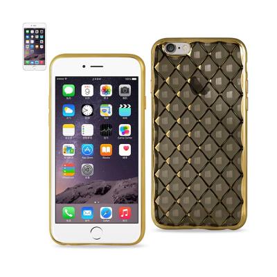 REIKO IPHONE 6S PLUS FLEXIBLE 3D RHOMBUS PATTERN TPU CASE WITH SHINY FRAME IN BLACK