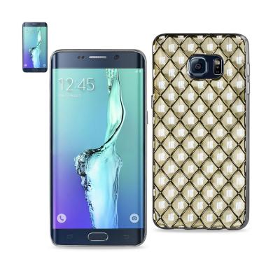REIKO SAMSUNG GALAXY S6 EDGE PLUS FLEXIBLE 3D RHOMBUS PATTERN TPU CASE WITH SHINY FRAME IN CLEAR
