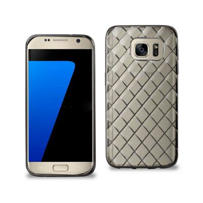 REIKO SAMSUNG GALAXY S7 FLEXIBLE 3D RHOMBUS PATTERN TPU CASE WITH SHINY FRAME IN CLEAR