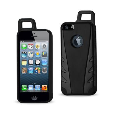 REIKO IPHONE SE/ 5S/ 5 DROPPROOF WORKOUT HYBRID CASE WITH HOOK IN BLACK