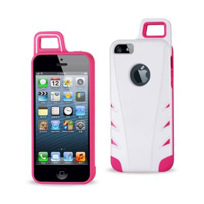 REIKO IPHONE 5/5S/SE DROPPROOF WORKOUT HYBRID CASE WITH HOOK IN WHITE PINK