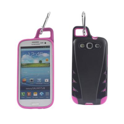 REIKO SAMSUNG GALAXY S3 DROPPROOF WORKOUT HYBRID CASE WITH HOOK IN BLACK HOT PINK